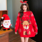 Christmas Elk Sweater Women Wear Loose Sweet Cute Knitted Sweater Top Wholesale