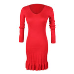 Pleated High Stretch Knitted Dress Women Wholesale