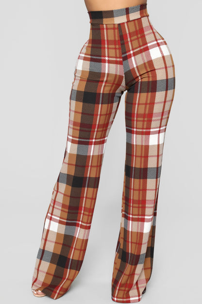 Gingham High Waist Wholesale Women Wide Leg Pants