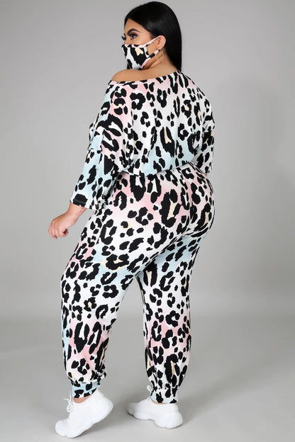 Leopard Print Jogger Sets Plus Size