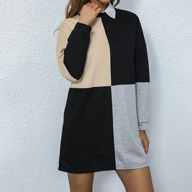 Women Wholesale Color Matching Sweater Skirt Dress