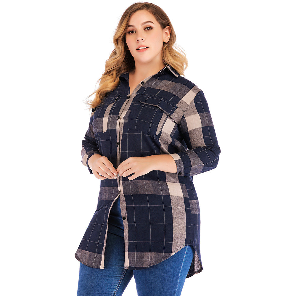 Checked Plus Size Blouse For Women