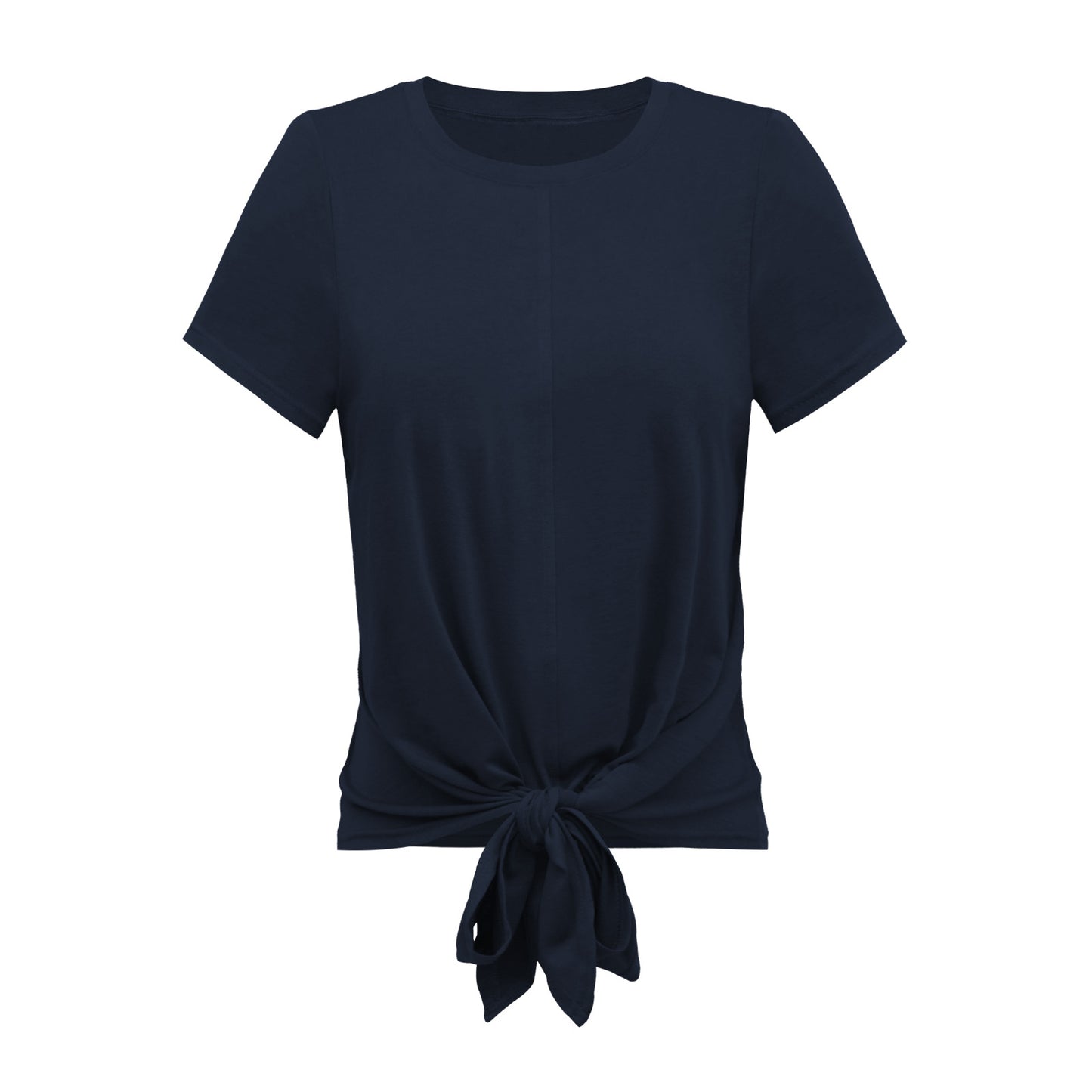 Women Fashion Short Sleeve Plain Knotted Wholesale T-shirts Summer