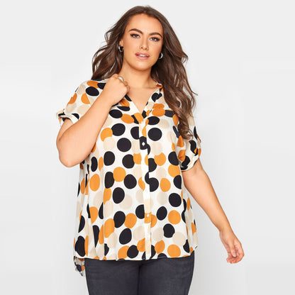 Printed V Neck Loose Wholesale Plus Size Clothing Casual Women Tops