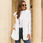 Pure Color Hooded Vest Plush Coat Women Wholesale Vest