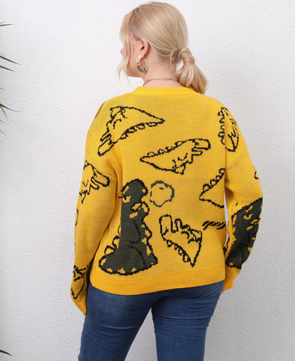 Dinosaur Personality Pullover Wholesale Plus Size Sweater