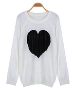 Fashion Heart Sweater Wholesale Loose Long Sleeve Crew Neck Women Tops