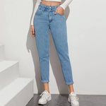 Fashion Solid Color High-Waisted Slim Jeans Wholesale Jeans