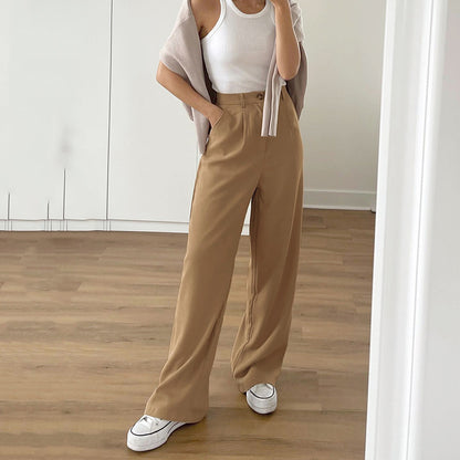 Fashion Casual Solid Color High Waist Straight Wholesale Pants