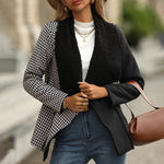 Houndstooth Color Fashion Short Folded Collar Coat Small Suit Wholesale Coats
