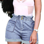 Casual Elastic Bud Waist Fashion Hot Pants Curve Denim Shorts Wholesale Plus Size Clothing