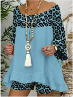Leopard Print Fashion Loose T Shirts & Shorts Cotton & Linen Casual Suits Wholesale Womens 2 Piece Sets