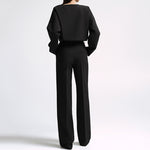 Long-Sleeved Top And Wide-Leg Pants Commuting Simple Two-Piece Set Wholesale Women Clothing