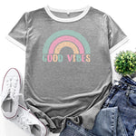 Color Block Short Sleeve Round Neck Wholesale T-shirts For Women