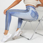 Printed Blue Tight Sports Running Fitness Yoga Pants Wholesale Leggings
