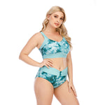 Plus Size Bikini Triangle 2pcs Sets Marbling Print Curvy Split Swimsuits Wholesale Womens Swimwear