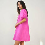 Puff Sleeve Solid Color Casual Commuter A-Line Loose Dress Wholesale Dresses