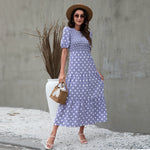 Polka Dot Print Puff Sleeve Wholesale Casual Dresses for Summer