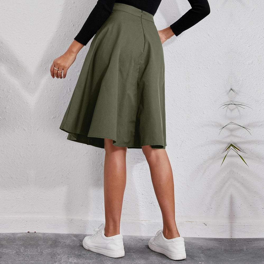 Pocket Button Waist Midi Skirt Wholesale Skirts