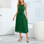 Sexy Solid Color Spaghetti Strap Pleated Dress Wholesale Dresses
