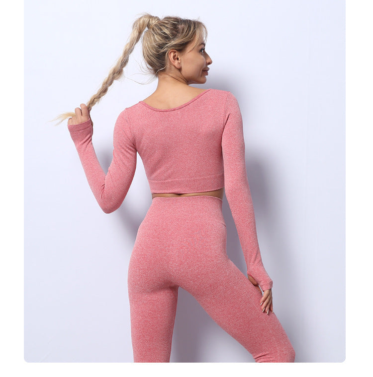 Solid Color Sport Tops & Legging Fitness Yoga Suits Wholesale Activewear Sets