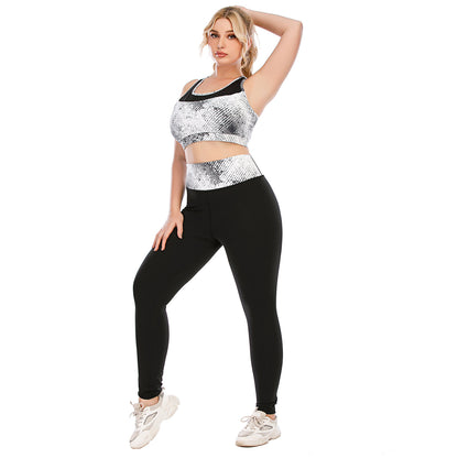 Sport Bra & Leggings Snakeskin Print Curvy Fitness Yoga Suits Workout Plus Size Two Piece Sets Wholesale