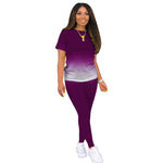 Gradient Color Womens Short Sleeve T Shirts & Pants Tracksuits Casual Wholeslae Womens 2 Piece Sets