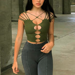 Solid Color Pullover Sleeveless Navel Sexy Vests Wholesale Womens Tops