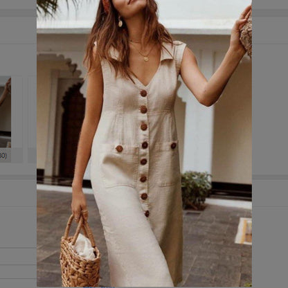 Loose Wholesale Casual Sleeveless Midi Dress