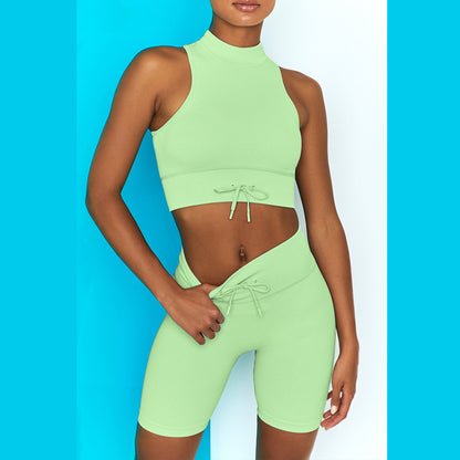 Mock Neck Tank Top ＆ Shorts Sport Pants