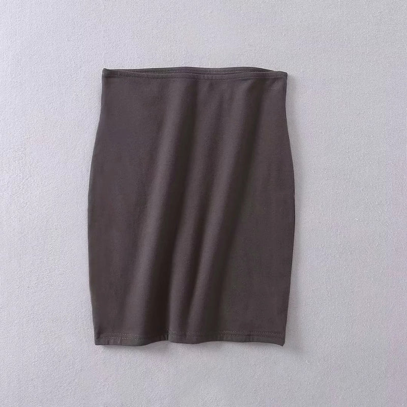 Basic Solid Skirt High Waist Slim