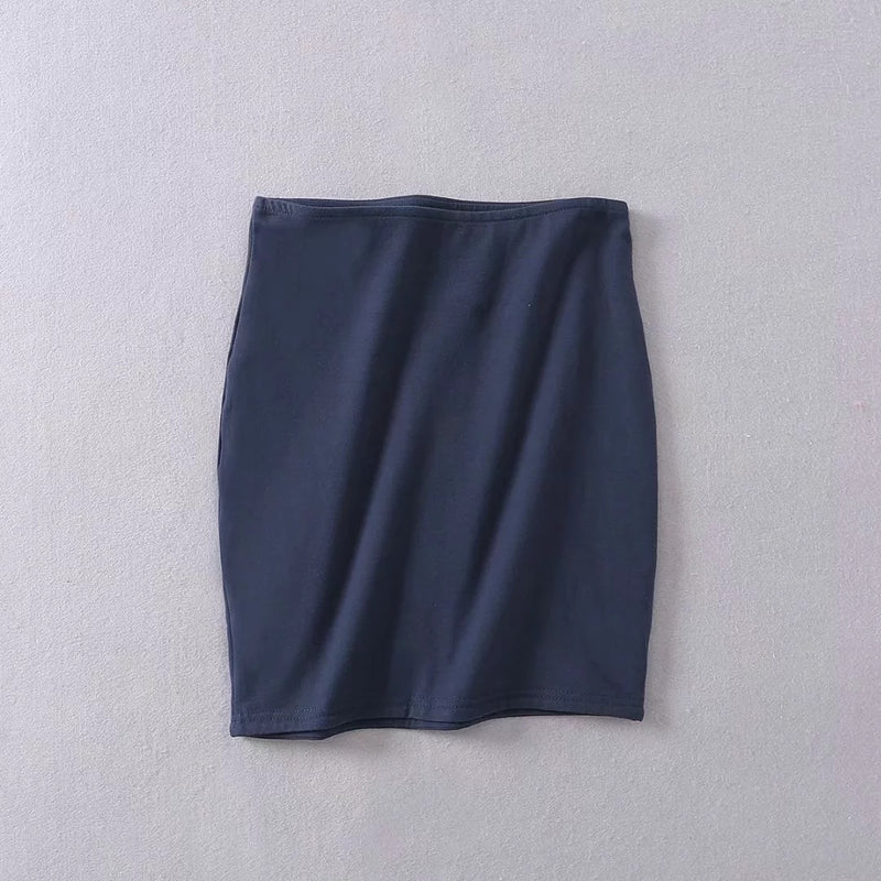 Basic Solid Skirt High Waist Slim