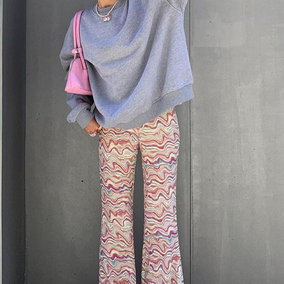 Ripple Print Wholesale Women Flares Pants