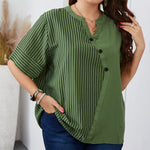 Striped Short-Sleeved Loose Short Sleeve T-Shirt Curvy Tops Wholesale Plus Size Clothing N5323021600025