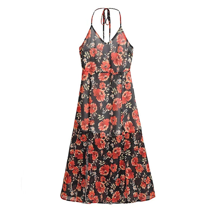 Halternck Floral Print Resort Dress Wholesale Dresses