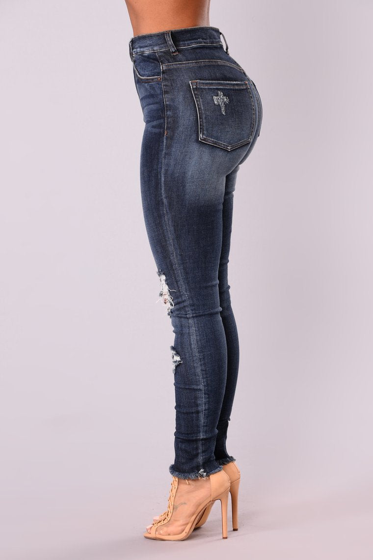 Shredded Slim Women Denim Skinny Pants Wholesale Jeans