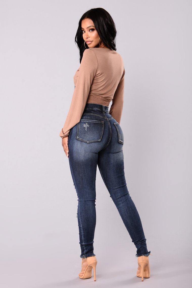 Shredded Slim Women Denim Skinny Pants Wholesale Jeans