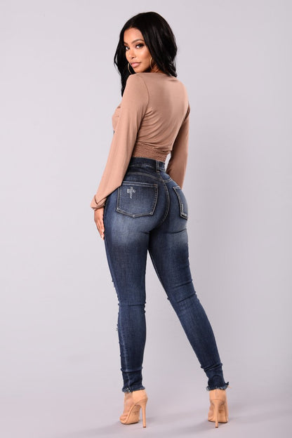 Shredded Slim Women Denim Skinny Pants Wholesale Jeans