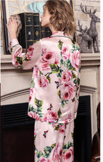 Silk Comfortable Wholesale Sleepwear Floral Printed Loungewear