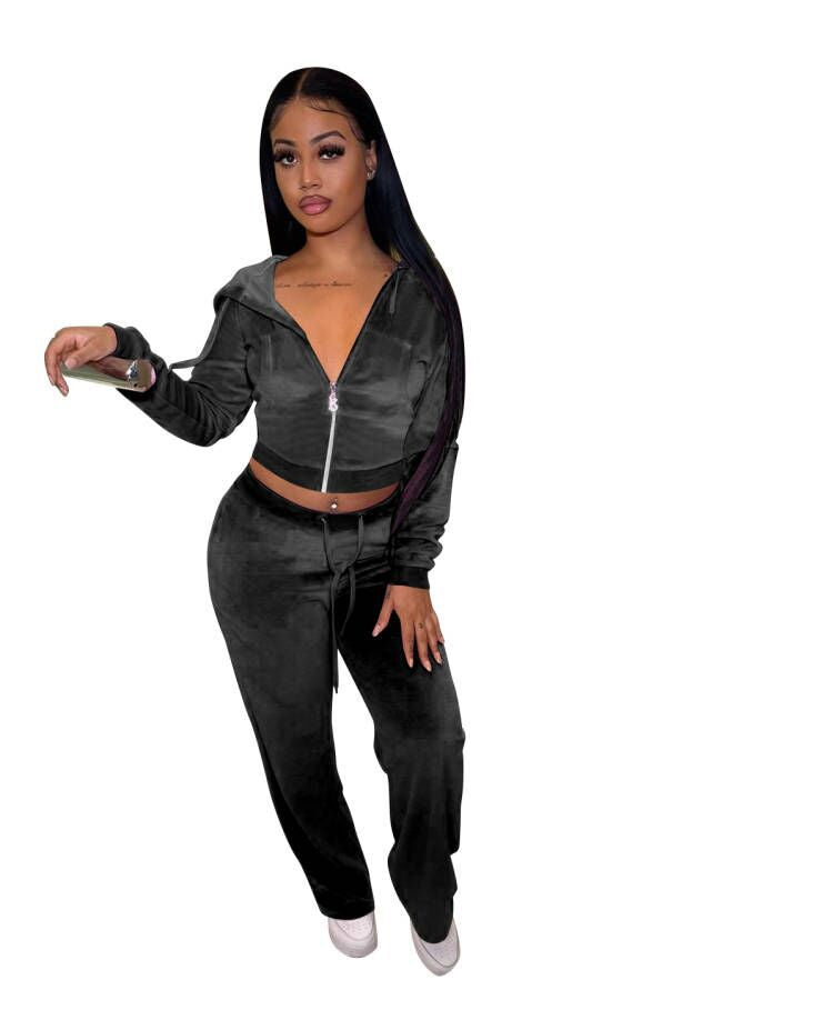 Women Wholesale Sweatsuit Sets Hoodies + Wide Leg Pants-06