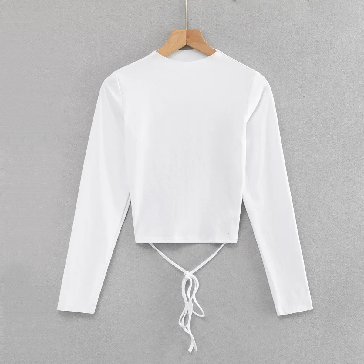 Sexy Big Leak Back Lace-Up Long-Sleeve Navel T-Shirt Wholesale Crop Tops