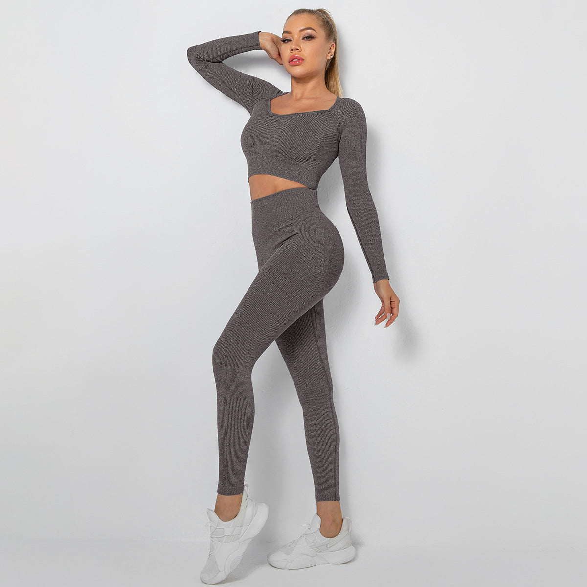 Seamless Thread Multi-Angle Stitching Long-Sleeved Sports Fitness Suit Wholesale Women Clothing