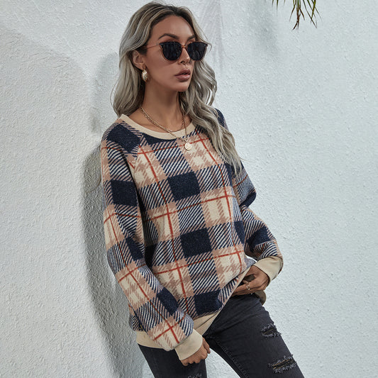 Plaid Casual Ladies Sweatshirt Fleece Shirt Women Wholesale