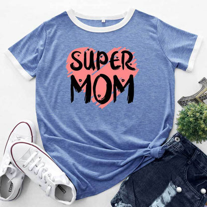 Women Fashion SUPER MOM Letter Print Wholesale T-shirts Summer