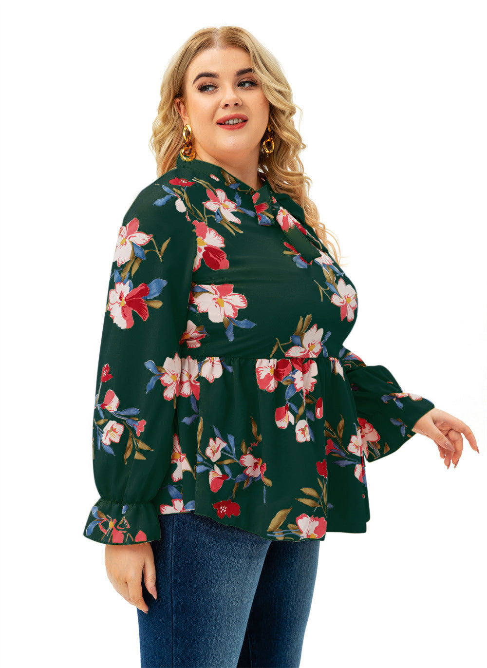 Plus Size Women Long Sleeve Printed Top Wholesale