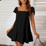 Ruffle Sleeve Solid Wholesale Swing Dresses Summer