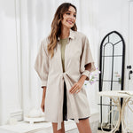 Solid Color Lapel Women'S Trench Coats Casual Loose Wholesale Coats Hollow Sleeve Design SOU165569