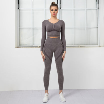 Seamless Knitted Yoga Suit Wholesale Activewear Women'S Sports Fitness Two-Piece Outfits