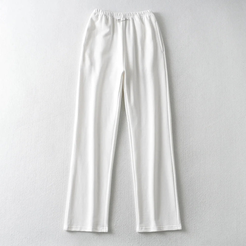 High Waist Pin Sports Solid Color Loose Straight Leg Trousers Wholesale Pants