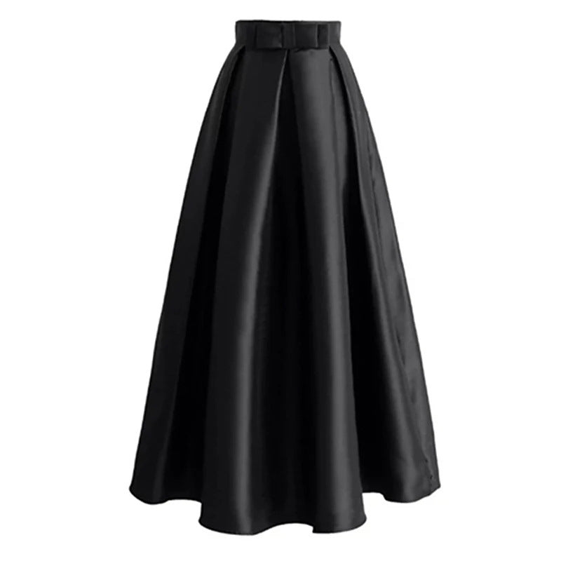 Women Wholesale Butterfly End Waist Solid Color Satin Skirt